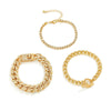 IngeSight.Z 4Pcs/Set Adjustable Full Iced Out Rhinestone Curb Cuban Chain Bracelets Bangles for Women Chunky Thick Wrist Jewelry