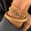IngeSight.Z 4Pcs/Set Adjustable Full Iced Out Rhinestone Curb Cuban Chain Bracelets Bangles for Women Chunky Thick Wrist Jewelry