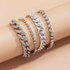 IngeSight.Z 4Pcs/Set Adjustable Full Iced Out Rhinestone Curb Cuban Chain Bracelets Bangles for Women Chunky Thick Wrist Jewelry