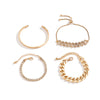 IngeSight.Z 4Pcs/Set Iced Out Cuban Link Chain Bracelet for Women Punk Metal  Rhinestone Charm Gold Color Bracelet Bangles Gift