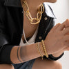 IngeSight.Z 4Pcs/Set Iced Out Rhinestone Cuban Twist Rope Chain Bracelets for Women Punk Vintage CCB Beaded Wrist Jewelry Gift