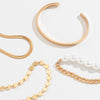 IngeSight.Z 4Pcs/Set Imitation Pearl Flat Snake Chain Bracelets for Women Punk Gold Color Sequins Charm Bracelets Bangles Gift