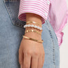 IngeSight.Z 4Pcs/Set Imitation Pearl Flat Snake Chain Bracelets for Women Punk Gold Color Sequins Charm Bracelets Bangles Gift