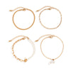 IngeSight.Z 4Pcs/Set Imitation Pearls OT Buckle Anklets for Women Punk Gold Color Link Chain Bracelet On Leg Jewelry 2022