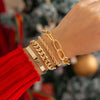 IngeSight.Z 4Pcs/Set Thick Miami Iced Out Cuban Link Chain Bracelet for Women Men Gold Color Shiny Rhinestone Bracelet Bangle