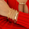 IngeSight.Z 4Pcs/Set Thick Miami Iced Out Cuban Link Chain Bracelet for Women Men Gold Color Shiny Rhinestone Bracelet Bangle