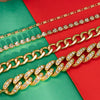 IngeSight.Z 4Pcs/Set Thick Miami Iced Out Cuban Link Chain Bracelet for Women Men Gold Color Shiny Rhinestone Bracelet Bangle
