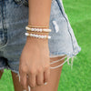 IngeSight.Z 4Pcs/set English Letters Pearl Bracelet For Women Bohemian Colorful Clay Bead Bracelet Wristband Beach Jewelry