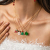 IngeSight.Z 4pcs Mixed Colorful Christmas Series Necklaces Enamel Xmas Tree Pendants Necklace for Women Trendy Jewelry Set Gift