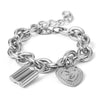 IngeSight.Z 5Pcs/Set Steampunk Lock Padlock Pendant Bracelets Bangles Vintage Bead Chain Curb Cuban Bracelet Women Wrist Jewelry