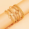 IngeSight.Z 5Pcs/Set Steampunk Lock Padlock Pendant Bracelets Bangles Vintage Bead Chain Curb Cuban Bracelet Women Wrist Jewelry