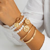 IngeSight.Z 5pcs/set Punk Cuban Chain Portrait Coin Pendant Bracelets For Women Vintage Imitation Pearls Bracelet Bangle Gift