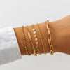 IngeSight.Z 5pcs/set Punk Disc Beads Flat Snake Chain Bracelets for Women Vintage Gold Color Charm Bracelets Bangles Jewelry