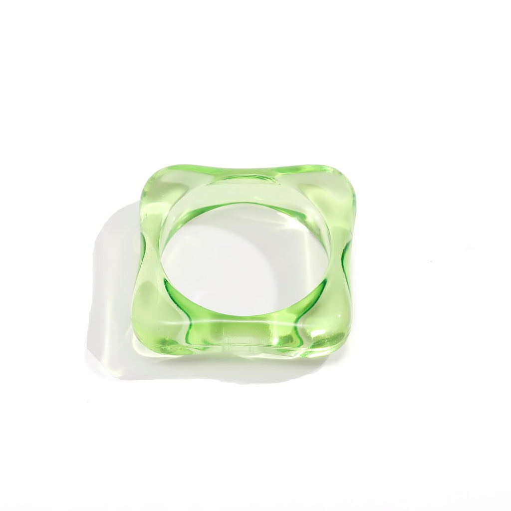 IngeSight.Z 7 Colors Acrylic Acetic Acid Geometric Square Knuckle Finger Rings Female Rainbow Resin Index Finger Rings Jewelry