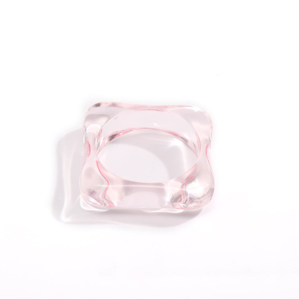 IngeSight.Z 7 Colors Acrylic Acetic Acid Geometric Square Knuckle Finger Rings Female Rainbow Resin Index Finger Rings Jewelry