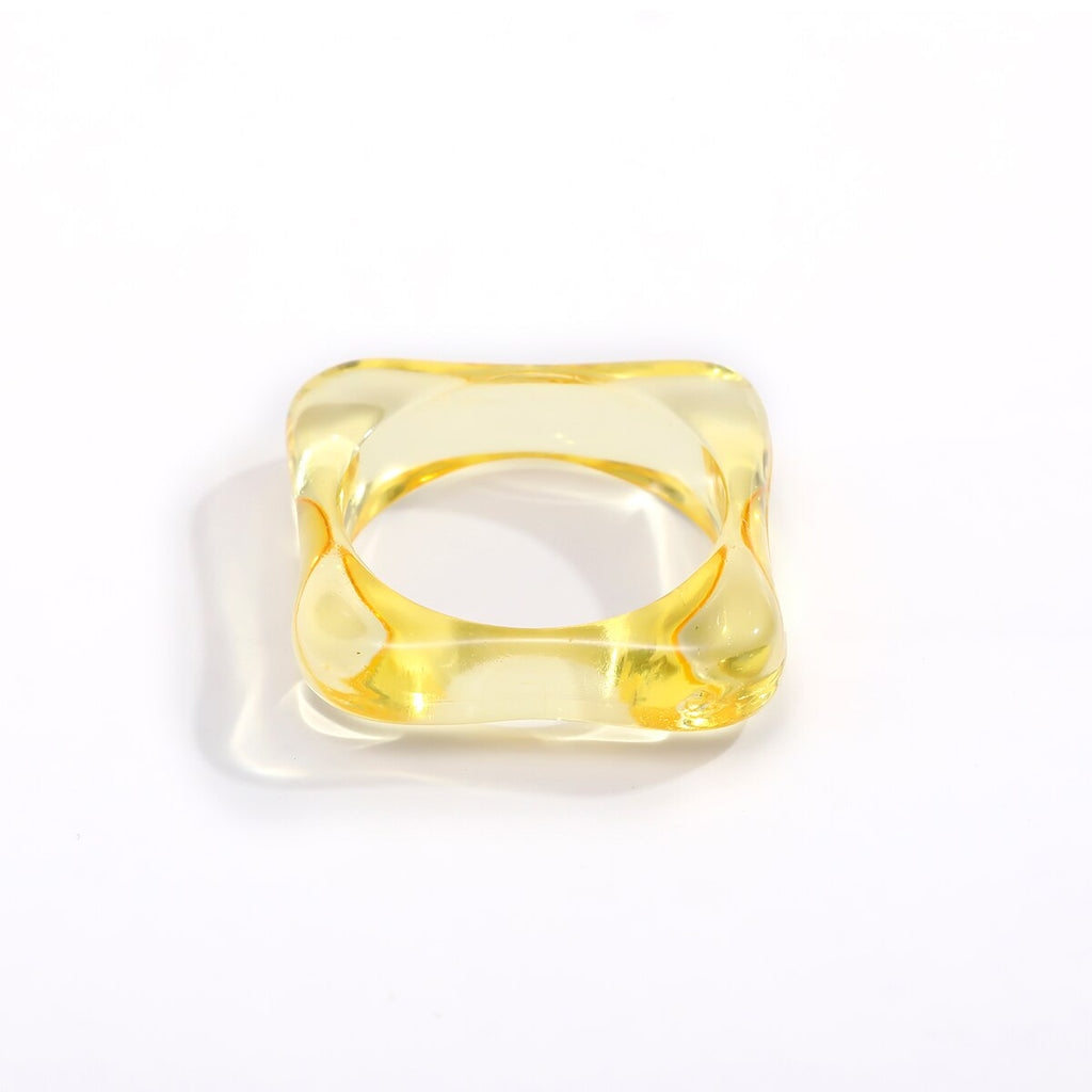 IngeSight.Z 7 Colors Acrylic Acetic Acid Geometric Square Knuckle Finger Rings Female Rainbow Resin Index Finger Rings Jewelry