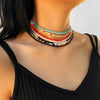 IngeSight.Z 7Pcs/Set Multi Layered Bohemian Rainbow Seed Bead Short Choker Necklace Collar Colorful Clavicle Necklaces Jewelry