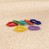 IngeSight.Z 7Pcs/Set Rainbow Colorful Seed Beaded Chain Rings for Women Girls Charm Elastic Finger Rings Jewelry Accessories
