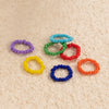 IngeSight.Z 7Pcs/Set Rainbow Colorful Seed Beaded Chain Rings for Women Girls Charm Elastic Finger Rings Jewelry Accessories