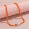 IngeSight.Z 9 Colors Rainbow Seed Beaded Short Choker Necklaces for Women Baroque Imitation Pearl Collar Necklaces Lover Jewelry