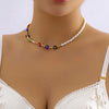 IngeSight.Z Acrylic Mixed Color Glass Flower CCB Beaded Choker Necklace for Women Imitation Pearl Chain Necklace Party Jewelry