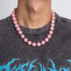 IngeSight.Z Acrylic Pink Beaded Choker Necklace for Men Women Personality Hip Hop Chunky Clavicle Chain Statement Jewelry Gift