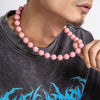 IngeSight.Z Acrylic Pink Beaded Choker Necklace for Men Women Personality Hip Hop Chunky Clavicle Chain Statement Jewelry Gift