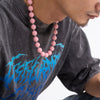 IngeSight.Z Acrylic Pink Beaded Choker Necklace for Men Women Personality Hip Hop Chunky Clavicle Chain Statement Jewelry Gift