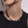 IngeSight.Z Acrylic Square Letter Black Stone Beads Choker Necklace for Women Men Simple Handmade Chain Jewelry Gift
