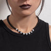 IngeSight.Z Acrylic Square Letter Black Stone Beads Choker Necklace for Women Men Simple Handmade Chain Jewelry Gift