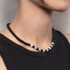 IngeSight.Z Acrylic Square Letter Black Stone Beads Choker Necklace for Women Men Simple Handmade Chain Jewelry Gift