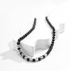 IngeSight.Z Acrylic Square Letter Black Stone Beads Choker Necklace for Women Men Simple Handmade Chain Jewelry Gift