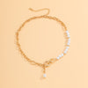IngeSight.Z Baroque Imitation Pearl Asymmetrical Chain Choker Necklaces Women Gold Color Pendant Necklaces Neck Wedding Jewelry