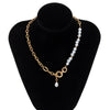 IngeSight.Z Baroque Imitation Pearl Asymmetrical Chain Choker Necklaces Women Gold Color Pendant Necklaces Neck Wedding Jewelry
