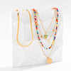 IngeSight.Z Bohemia Colorful Rice Beads Flat Snake Chain Necklace Set for Women Multi Layered Disc Pendant Necklace Jewelry Gift