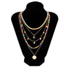 IngeSight.Z Bohemia Colorful Rice Beads Flat Snake Chain Necklace Set for Women Multi Layered Disc Pendant Necklace Jewelry Gift