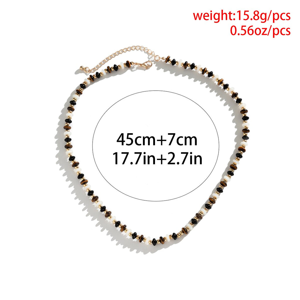 IngeSight.Z Bohemia Mixed Color Crystal Natural Stone Choker Necklace for Women Punk Gold Color Small CCB Beads Clavicle Chain