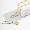IngeSight.Z Bohemia Multi Layer Pearl Carved Coin Portrait Pendant Necklace for Women Punk Link Chain Colorful Beaded Choker