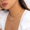 IngeSight.Z Bohemia Multi Layer Pearl Carved Coin Portrait Pendant Necklace for Women Punk Link Chain Colorful Beaded Choker
