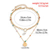 IngeSight.Z Bohemia Multi Layer Pearl Carved Coin Portrait Pendant Necklace for Women Punk Link Chain Colorful Beaded Choker
