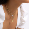 IngeSight.Z Bohemia Multi Layer Pearl Carved Coin Portrait Pendant Necklace for Women Punk Link Chain Colorful Beaded Choker