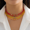 IngeSight.Z Bohemia Star Rainbow Rice Beads Choker Necklace for Women Simple Handmade Beaded Short Clavicle Chain Jewelry Gift
