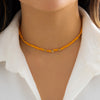 IngeSight.Z Bohemia Star Rainbow Rice Beads Choker Necklace for Women Simple Handmade Beaded Short Clavicle Chain Jewelry Gift