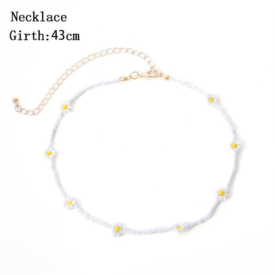 IngeSight.Z Bohemian Colorful Beads Flower Choker Necklace for Women 2022 Summer Statement Short Collar Clavicle Chain Jewelry