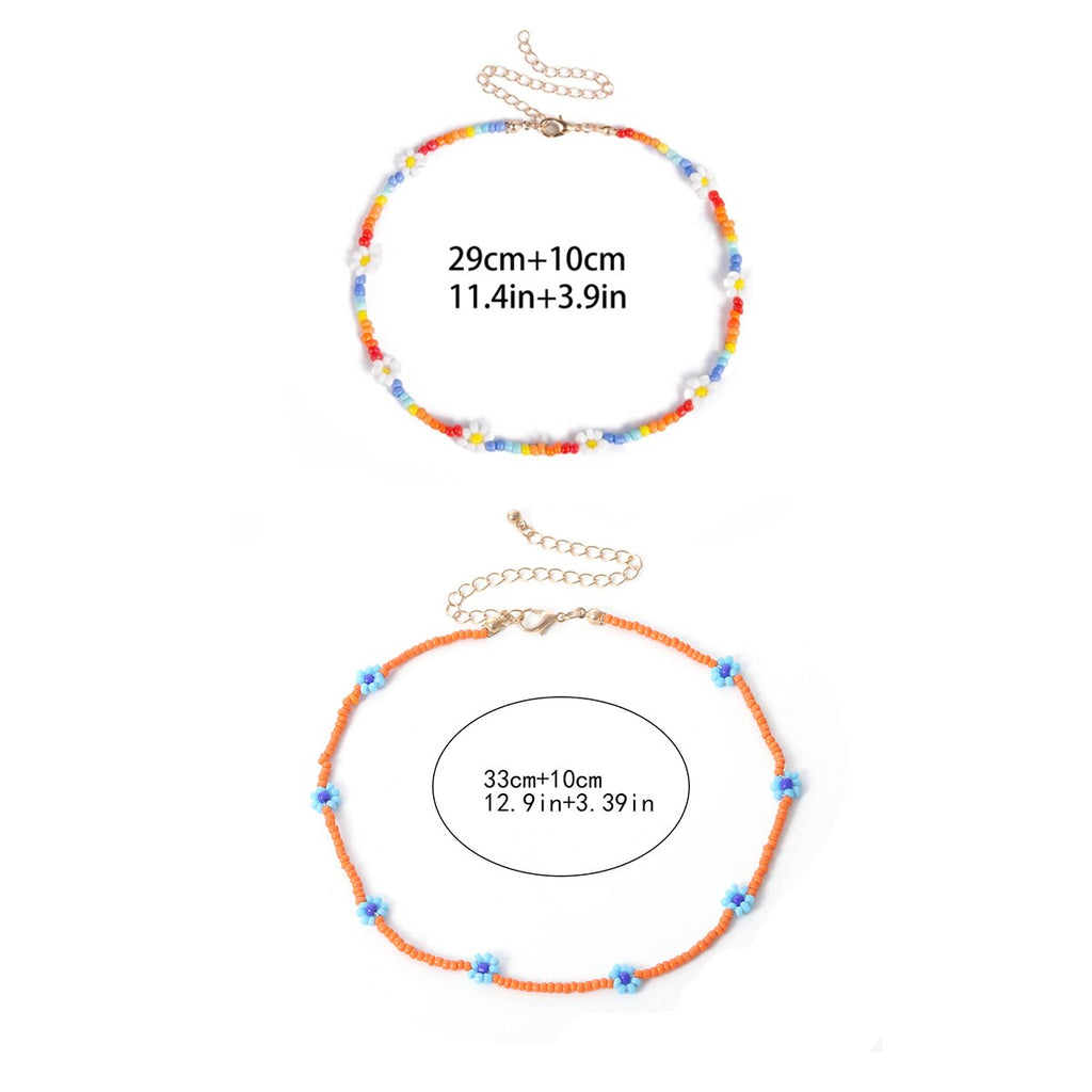 IngeSight.Z Bohemian Colorful Beads Flower Choker Necklace for Women 2022 Summer Statement Short Collar Clavicle Chain Jewelry
