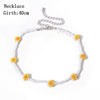 IngeSight.Z Bohemian Colorful Beads Flower Choker Necklace for Women 2022 Summer Statement Short Collar Clavicle Chain Jewelry