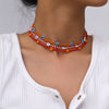 IngeSight.Z Bohemian Colorful Beads Flower Choker Necklace for Women 2022 Summer Statement Short Collar Clavicle Chain Jewelry