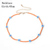 IngeSight.Z Bohemian Colorful Beads Flower Choker Necklace for Women 2022 Summer Statement Short Collar Clavicle Chain Jewelry