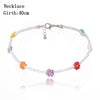 IngeSight.Z Bohemian Colorful Beads Flower Choker Necklace for Women 2022 Summer Statement Short Collar Clavicle Chain Jewelry