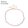 IngeSight.Z Bohemian Colorful Beads Flower Choker Necklace for Women 2022 Summer Statement Short Collar Clavicle Chain Jewelry